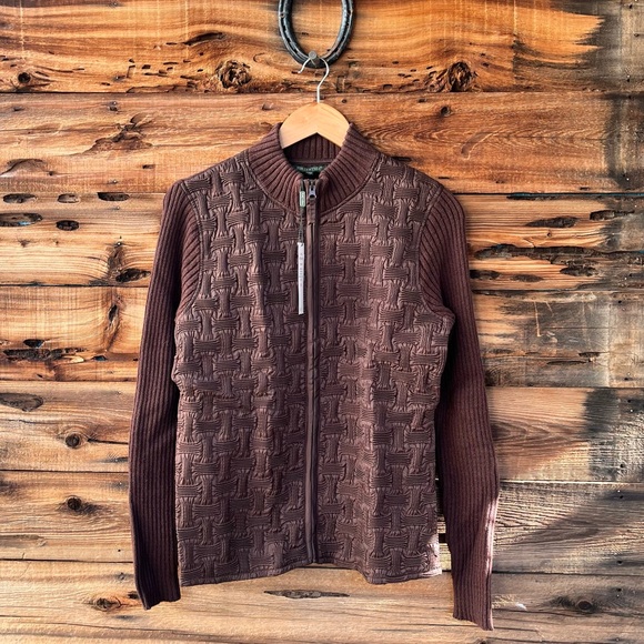 For Cynthia Sweaters - FOR CYNTHIA | NWT Brown Woven Sweater Jacket M